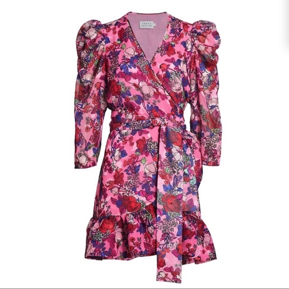 Tanya Taylor Dresses & Skirts - Tanya Taylor Floral Puff Sleeve Wrap Dress